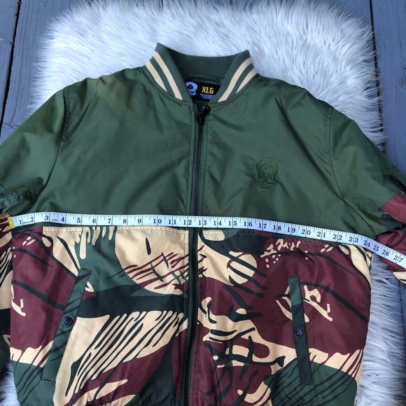 Zero Foxtrot Gear Retro Skull Rhodie Camo Green Bomber Jacket Mens size XL NWOT - Picture 10 of 11